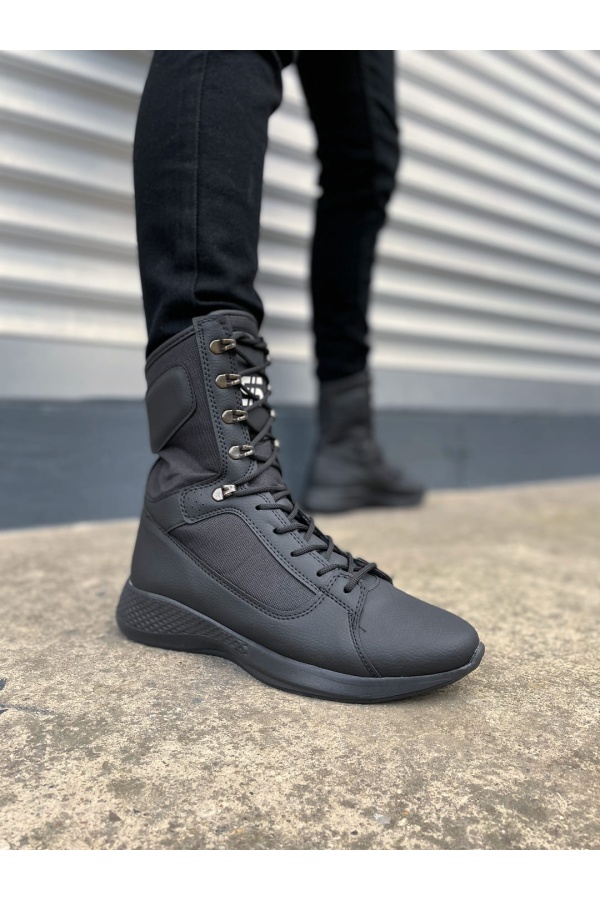 Otre Bağcıklı Ortopedik Taban Günlük Cilt Erkek Askeri Postal Bot CST Siyah