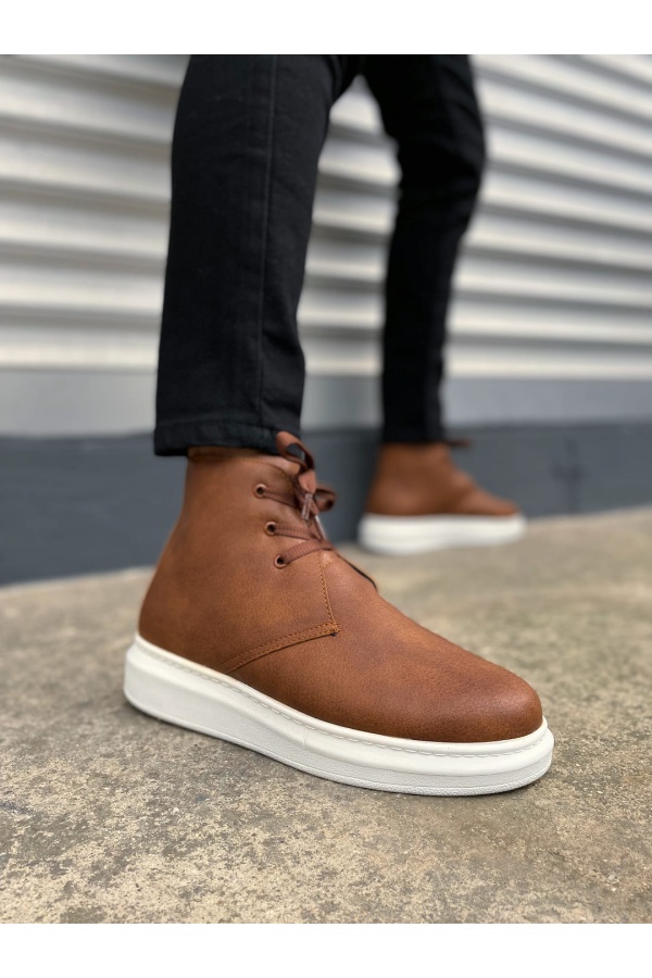 STABLE Bağcıklı Ortopedik Taban Cilt Erkek Spor Bot CBT - Taba