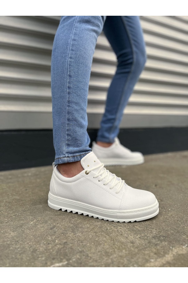 Beyaz Cool Bağcıklı Cilt Erkek Günlük Spor Klasik Ayakkabı