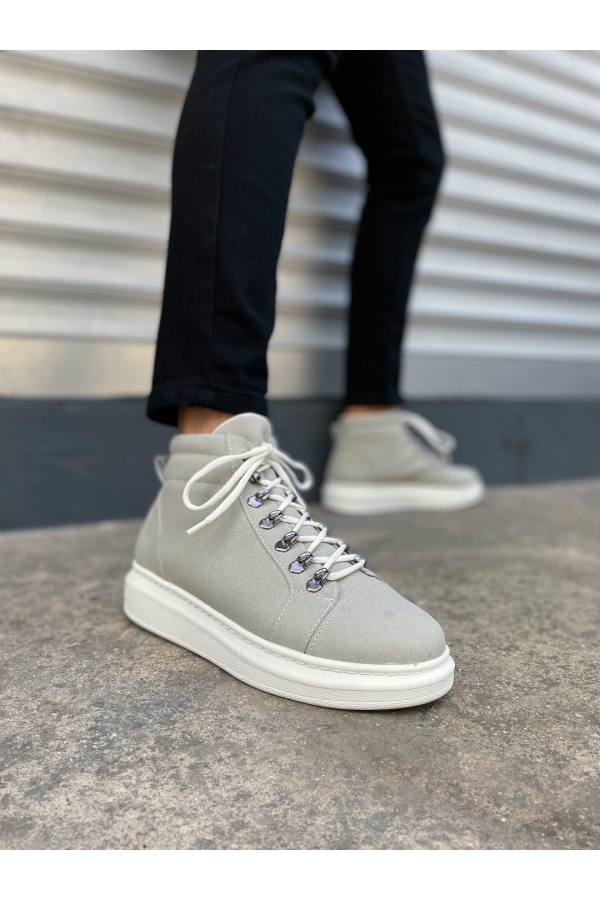 Atto Bağcıklı Ortopedik Taban Süet Erkek Spor Bot SBT - Gri