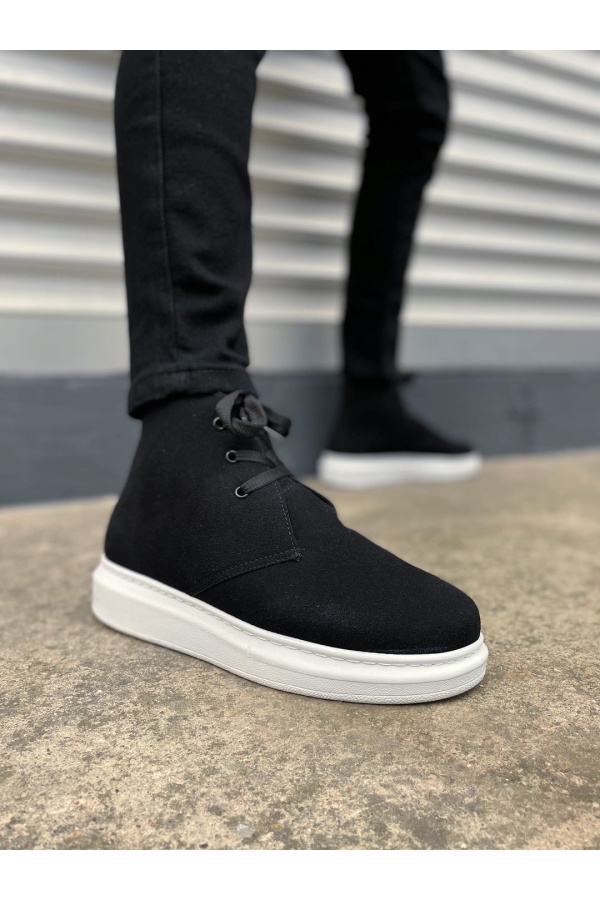 STABLE Bağcıklı Ortopedik Taban Süet Erkek Spor Bot SBT - Siyah