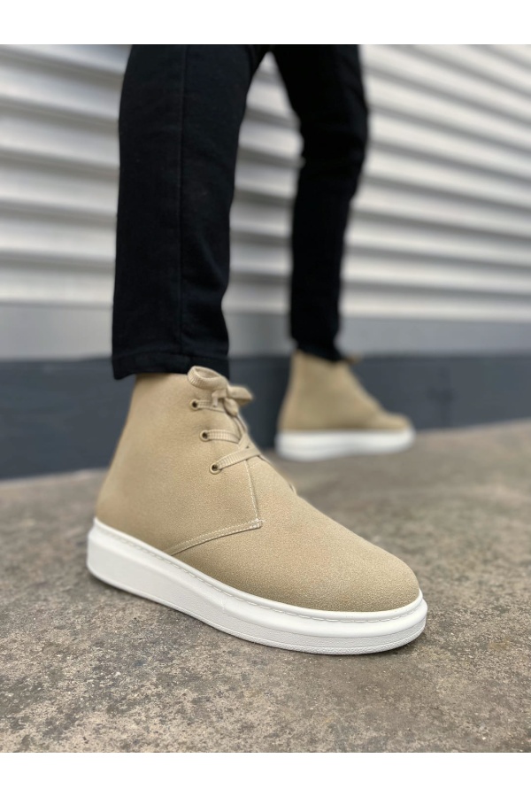 STABLE Bağcıklı Ortopedik Taban Süet Erkek Spor Bot SBT - Krem