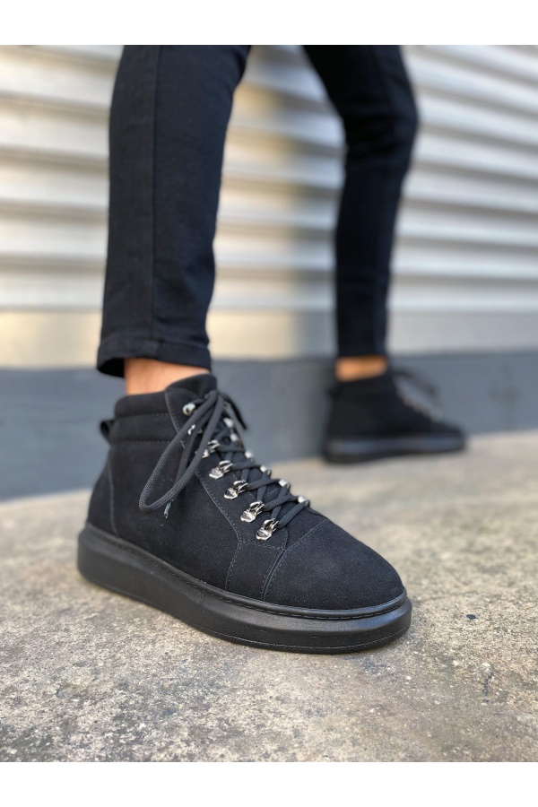 Atto Bağcıklı Ortopedik Taban Süet Erkek Spor Bot SST - Siyah