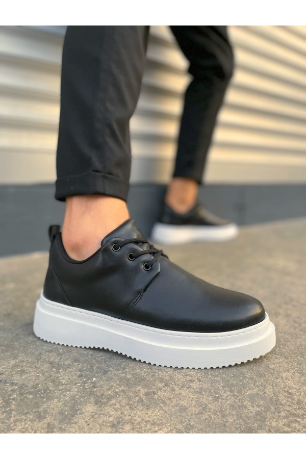JYx03 Luxor Bağcıklı Cilt Erkek Günlük Spor Klasik Ayakkabı CBT - Siyah
