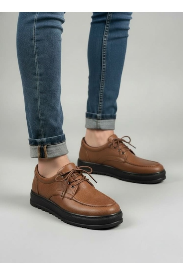 Stra Bağcıklı Cilt Erkek Günlük Spor Klasik Ayakkabı CST - Taba