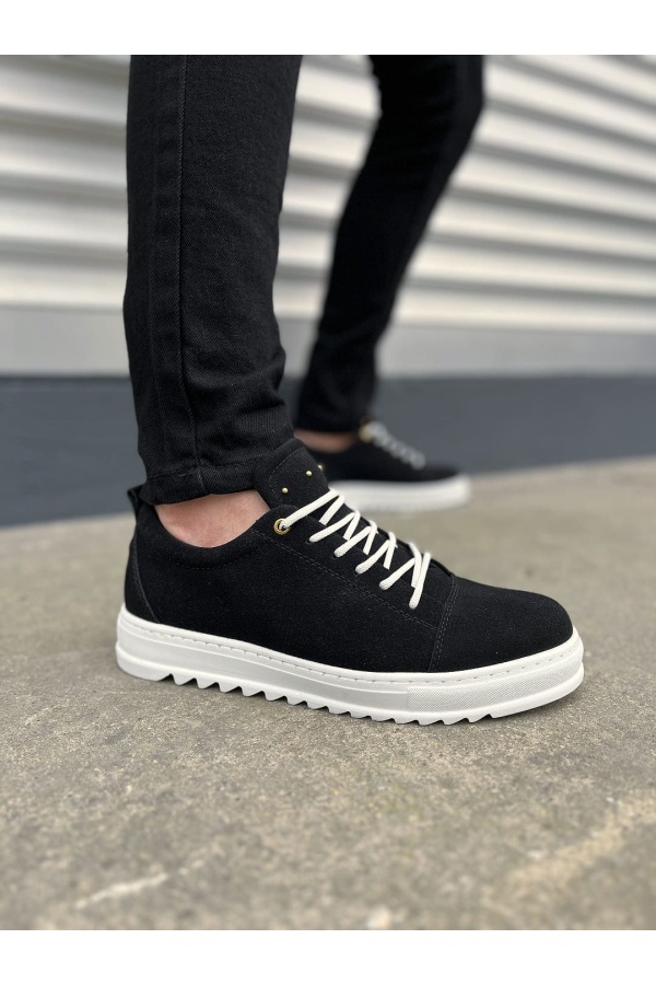 Siyah Beyaz Cool Bağcıklı Süet Erkek Günlük Spor Klasik Ayakkabı