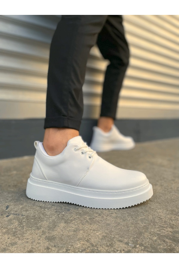 JYx03 Luxor Bağcıklı Cilt Erkek Günlük Spor Klasik Ayakkabı CBT - Beyaz