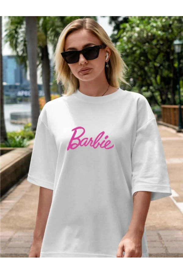 Baskılı Oversize T-shirt - Beyaz -