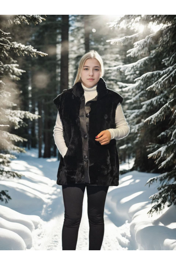 Velmora Premium Kolsuz Hakiki Yelek - Siyah