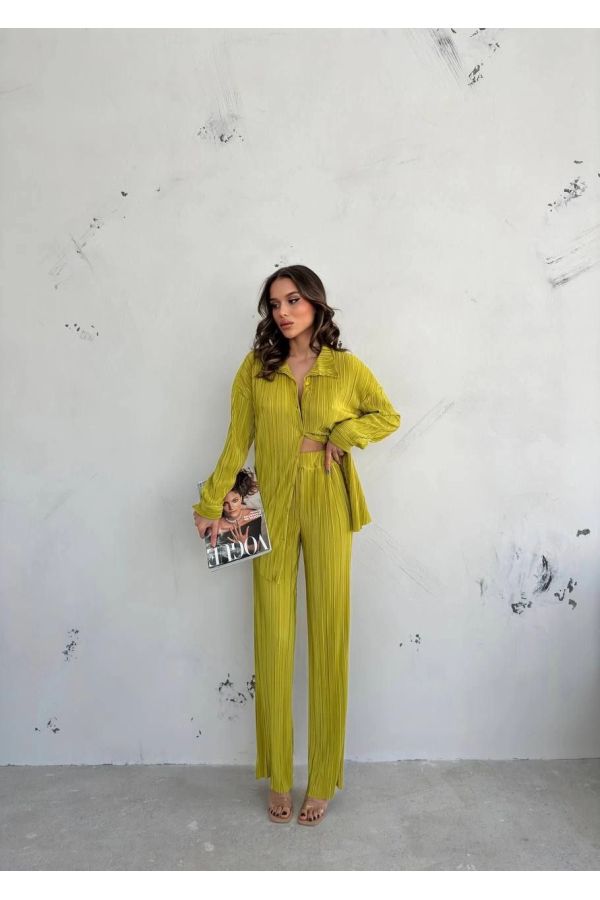 Kadın Gömlek Ve Pantolon Takım - Açık Yeşil