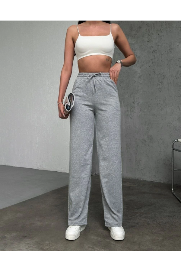 Basic İki İplik Eşofman Pantolon - Gri