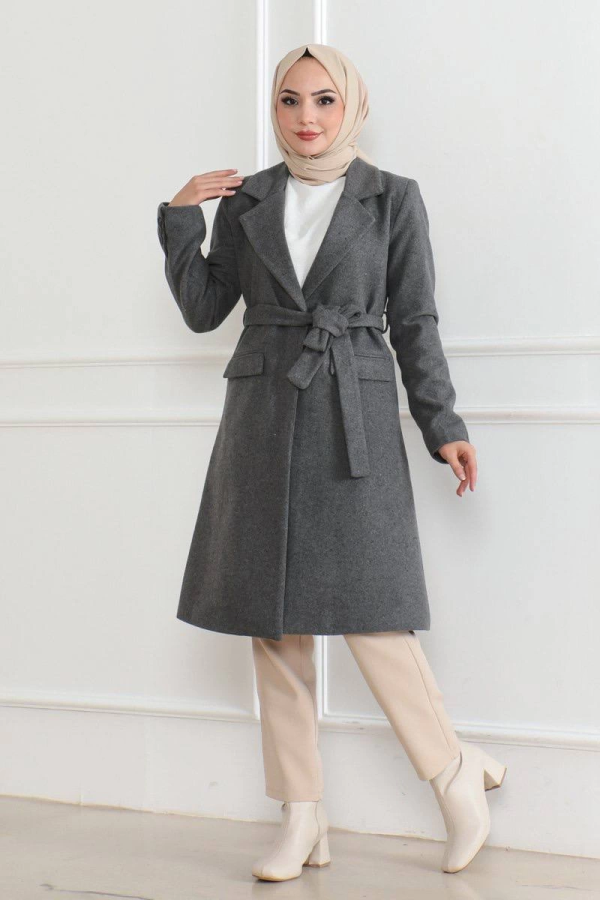 Velmora Premium Düğmeli İçi Astarlı Kaşmir Kaşe Kaban - Bej