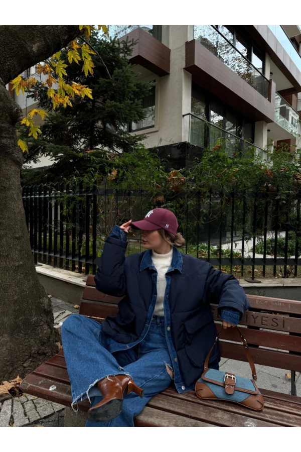 Velmora  Jeans Detaylı Cıtcıtlı CEKET - Lacivert -