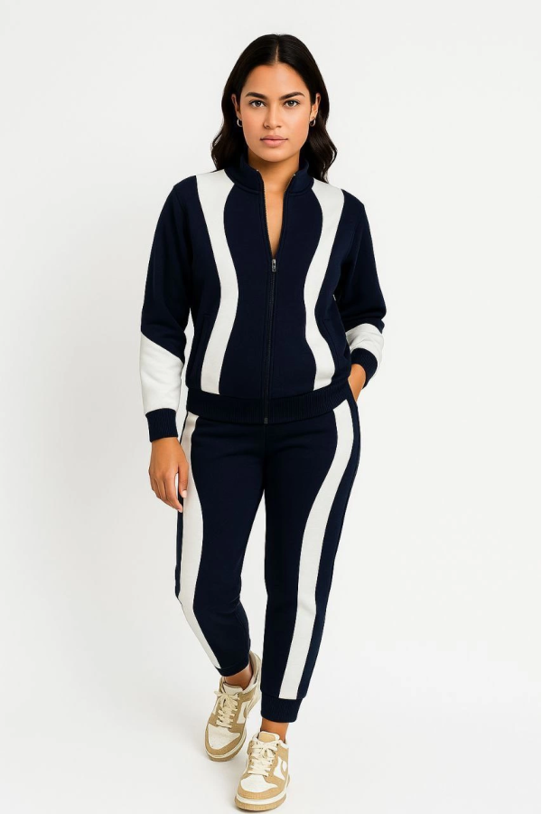 Velmora    Premium Parçalı Eşofman Takım - Dik Yaka Fermuarlı Sweatshirt - Siyah -