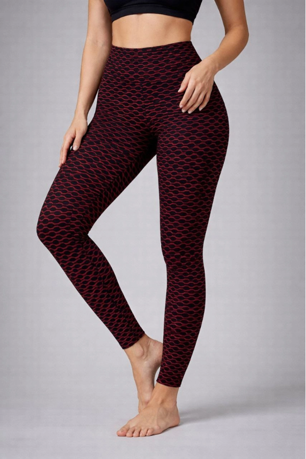 Kadın Yüksek Bel Toparlayıcı Likralı Büzgülü Tayt - Kırmızı