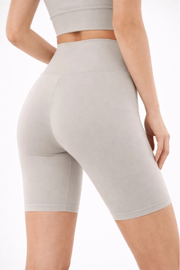 Yüksek Bel Biker Sporcu Şort - Taş