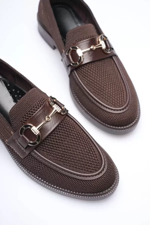 Acı Kahve Kadın Loafer Metal Tokalı Rahat Günlük Ayakkabı TR30MS02C