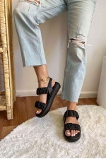 Artele Kadın Yumuşak Taban Bileği Lastikli Sandalet Siyah