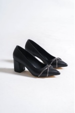 Taş Detaylı Siyah Günlük Kadın Topuklu Ayakkabı
