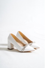 Beyaz Günlük Kadın Taşlı Topuklu Ayakkabı