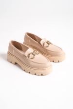 Minat Nude Deri Kadın Loafer Günlük Ayakkabı
