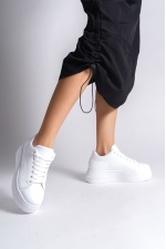 BİANA Bağcıklı Ortopedik Taban Kadın Sneaker Ayakkabı BT Beyaz