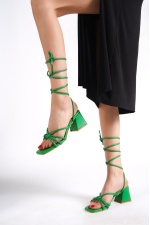 Lime Yeşil Kadın Topuklu Sandalet