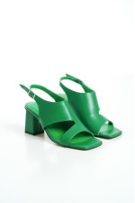 Bart Yeşil Günlük Kadın Topuklu Sandalet