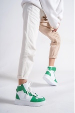 Spoty Yeşil Yüksek Topuklu Bilekli Kadın Günlük Spor Ayakkabı