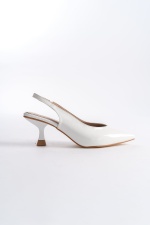 Anbu Beyaz Kadın Kadeh Kısa Topuklu Ayakkabı