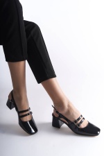Pify Siyah Rugan Günlük Kadın Topuklu Ayakkabı