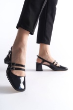 Pify Siyah Rugan Günlük Kadın Topuklu Ayakkabı