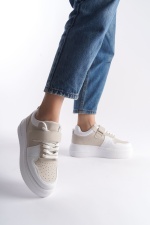 Bantbağ Beyaz Krem Kadın Günlük Spor Ayakkabı