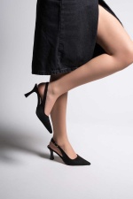 Afra Siyah Süet Kadın Topuklu Ayakkabı