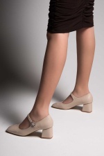 Mele Ten Cilt Günlük Kadın Topuklu Ayakkabı