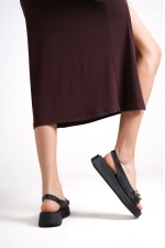 Cast Siyah Kadın Tokalı Sandalet