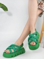Çapraz Bağlı Neon Yeşil Ortopedik Taban Kadın Sandalet