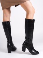 New FİORELLA Bağcıksız Fermuarlı Desenli Ortopedik Taban Suya ve Soğuğa Dayanıklı Kadın Çizme ST Siyah