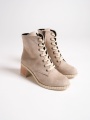 DİANA Bağcıklı Fermuarlı Ortopedik Taban Suya ve Soğuğa Dayanıklı Topuklu Süet Kadın Bot TT Ten