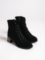 DİANA Bağcıklı Fermuarlı Ortopedik Taban Suya ve Soğuğa Dayanıklı Topuklu Süet Kadın Bot ST Siyah