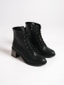 DİANA Bağcıklı Fermuarlı Ortopedik Taban Suya ve Soğuğa Dayanıklı Topuklu Cilt Kadın Bot ST Siyah