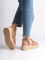 New BELLA Lastikli Şerit Detaylı Ortopedik Taban Kadın Sandalet TT Ten