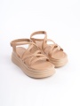 New BELLA Lastikli Şerit Detaylı Ortopedik Taban Kadın Sandalet TT Ten