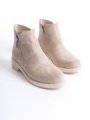 MARGARET Fermuarlı Ortopedik Taban Suya ve Soğuğa Dayanıklı Topuklu Süet Kadın Bot TT Ten