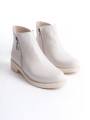 New Margaret Krem  Süet Kısa Topuklu Kadın Bot