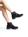 ALMILA Fermuarlı Lastikli Ortopedik Taban Suya ve Soğuğa Dayanıklı Topuklu Süet Kadın Bot ST Siyah