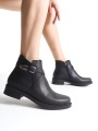 ALMILA Fermuarlı Lastikli Ortopedik Taban Suya ve Soğuğa Dayanıklı Topuklu Cilt Kadın Bot ST Siyah