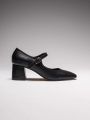 New Mele Siyah Cilt Günlük Kadın Topuklu Ayakkabı