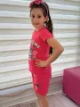 Pembe Kuromi Kısa Kollu Şortlu Çizgi Karakter Baskılı Kız Çocuk 2li Takım