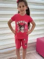 Pembe Kuromi Kısa Kollu Şortlu Çizgi Karakter Baskılı Kız Çocuk 2li Takım
